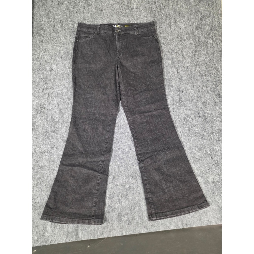 Womens Jeans 16W Black Bootcut Tummy Control Stretch Denim Pants Style and Co